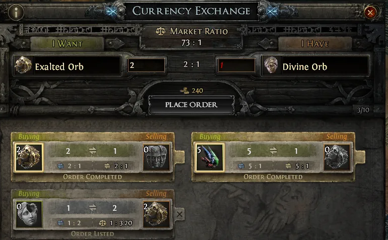 POE 2 currency exchange rates